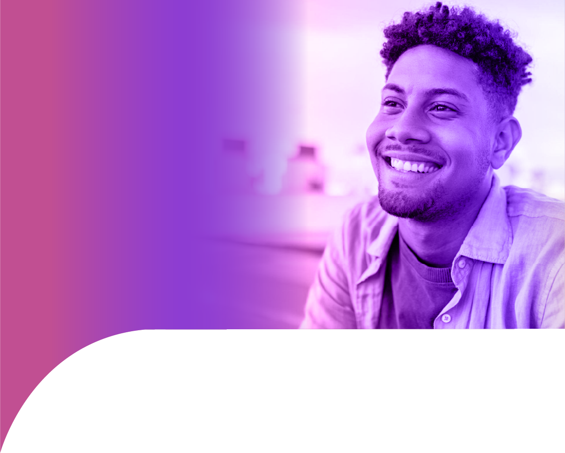 A person with autism viewed from behind standing on an urban street with their back to us.